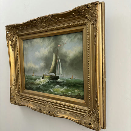 Elegant Seascape Oil Painting "Sailing Boat" Expressive Artwork Holland Art Shop