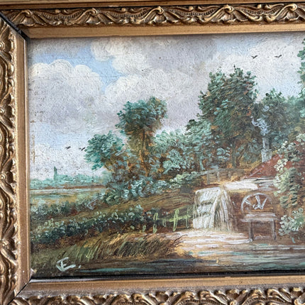 Rustic Landscape Oil Painting "Gilded Frame" Original Small Artwork Holland Art Shop