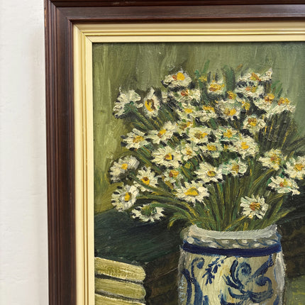 Authentic Floral Still Life Oil Painting "Blue Vase" Original Dutch Artwork Holland Art Shop