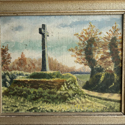 Classic Landscape Oil Painting "Wooden Post" Rustic Small Art Holland Art Shop