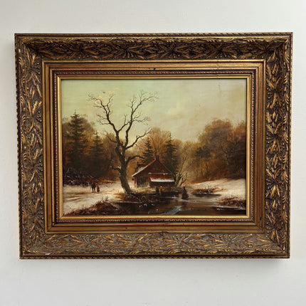 Expressive Oil Painting Winter Landscape "Winter Walkers" Intriguing Medium Art