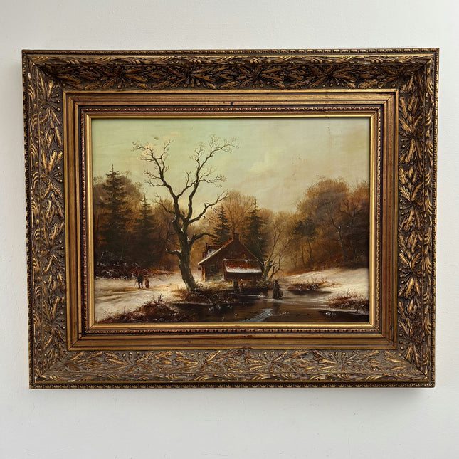 Expressive Oil Painting Winter Landscape "Winter Walkers" Intriguing Medium Art