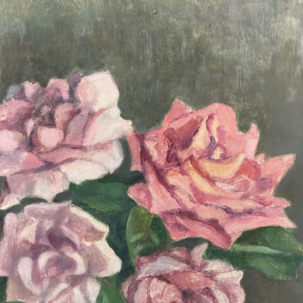Handcrafted Still Life Oil Painting "Pink Roses" Expressive Art Holland Art Shop