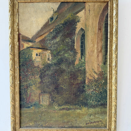 Authentic Cityscape Oil Painting "Thatched Cottage" Vintage Art Holland Art Shop