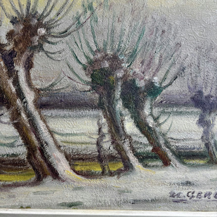 Elegant Winter Landscape Oil Painting "Thistle Trees" Original Artwork Holland Art Shop