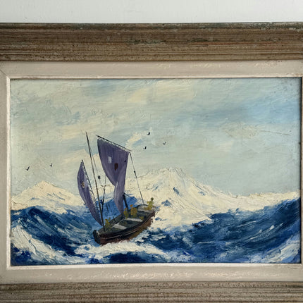 Authentic Seascape Oil Painting "Sailing Boat" Handcrafted Artwork Holland Art Shop