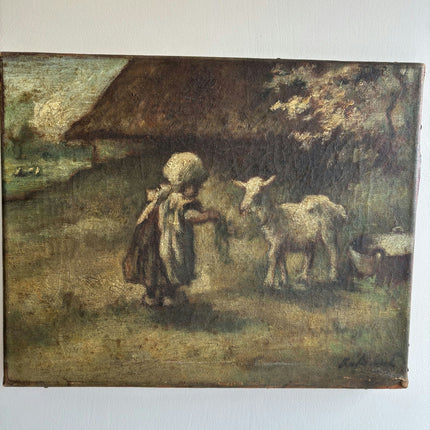 Rustic Figurative Oil Painting "Woman Figure" Traditional Small Artwork Holland Art Shop