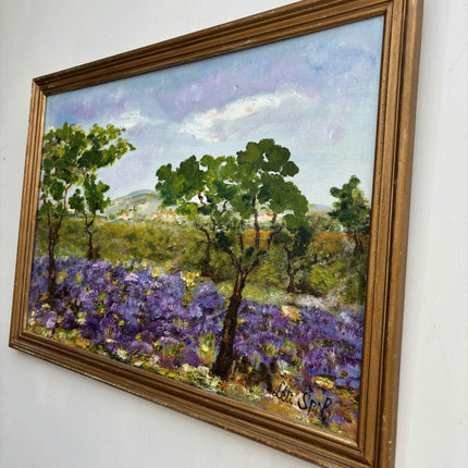 Traditional Landscape Oil Painting "Lavender Trees" Original Art Holland Art Shop