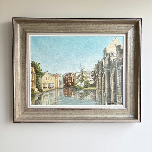 Traditional Cityscape Oil Painting "Riverside Buildings" Large Artwork Holland Art Shop