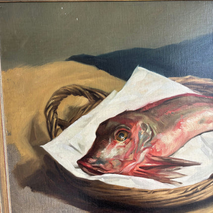 Detailed Still Life Oil Painting "Red Fish" Timeless Belgique Artwork Holland Art Shop