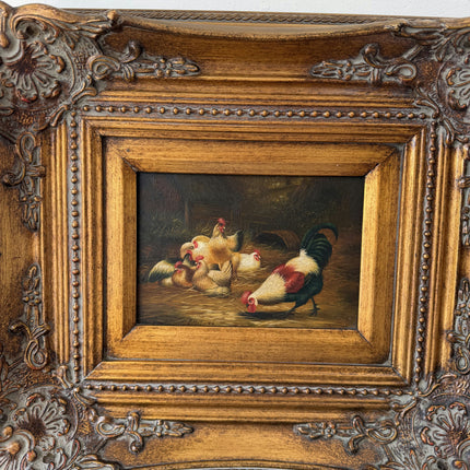 Wonderful Oil Painting Animals "Colorful Rooster" Authentic Small Artwork Holland Art Shop