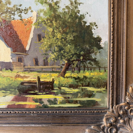 Elegant Landscape Oil Painting "Thatched Cottage" Vintage Dutch Art Holland Art Shop