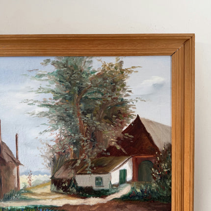 Handcrafted Oil Painting Landscape "Thatched Cottage" Traditional Medium Art