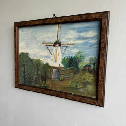 Classic Landscape Oil Painting "Windmill Tower" Expressive Small Art Holland Art Shop