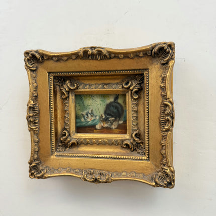 Rustic Animals Oil Painting "Gilded Frame" Authentic Small Artwork Holland Art Shop