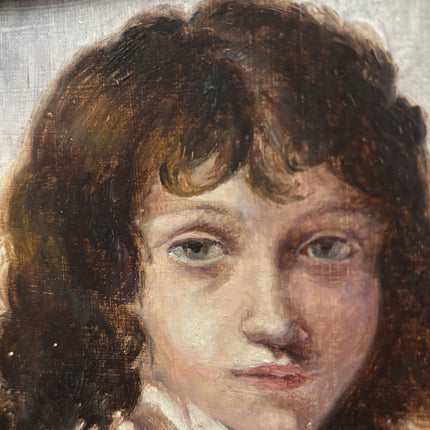 1925 Antique Interior Oil Painting "Young Boy" Small Artwork Holland Art Shop