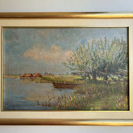 1943 Landscape Oil Painting "Framed Painting" Large Art Holland Art Shop