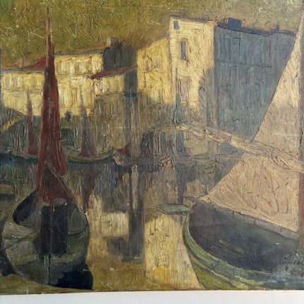 Handcrafted Harbor Scene Oil Painting "Venetian Gondola" Timeless Artwork Holland Art Shop
