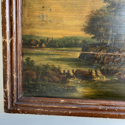 Traditional Landscape Oil Painting "Rowboat Couple" Handcrafted Art Holland Art Shop
