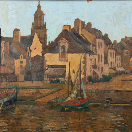 Timeless Harbor Scene Oil Painting "Harbor Boats" Original Art Holland Art Shop