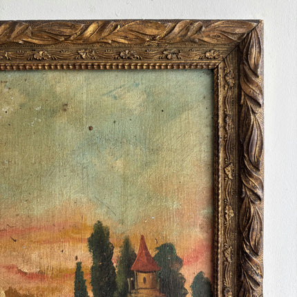 Authentic Landscape Oil Painting "Tower Turret" Expressive Small Artwork Holland Art Shop