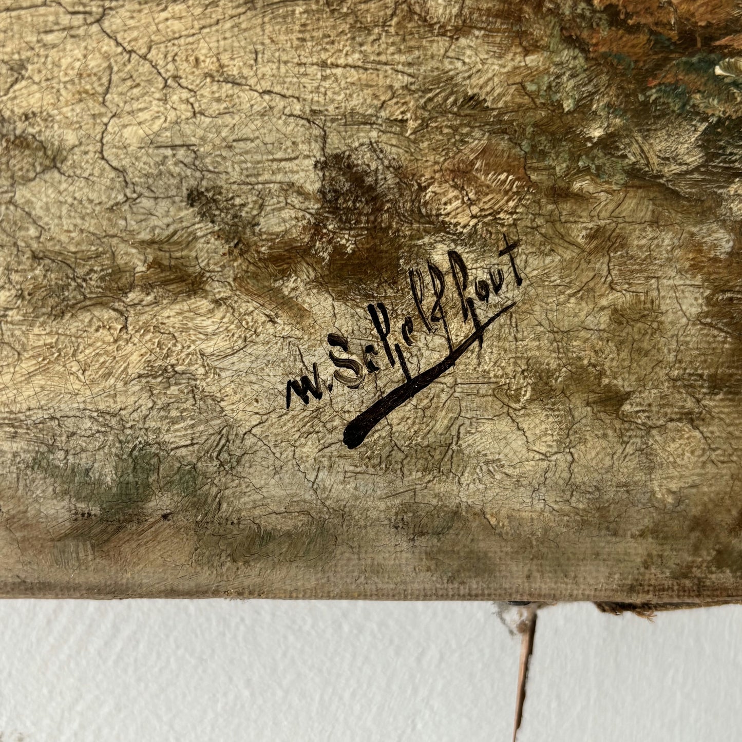 Fine Winter Landscape Oil Painting "Frozen River Scene" Remarkable Medium Art