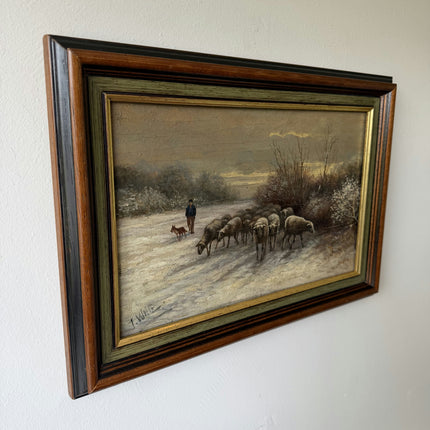 Antique Animals Oil Painting "Grazing Sheep" Rustic Art Holland Art Shop