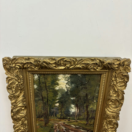19th Century Antique Landscape Oil Painting "Forest Path" Art Holland Art Shop