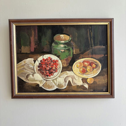 Expressive Still Life Oil Painting "Bowl Of Berries" Classic Small Art Holland Art Shop