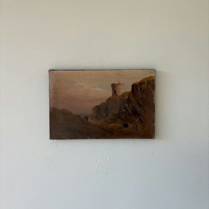 19th Century Antique Landscape Oil Painting "Canvas Backpanel" Small Art Holland Art Shop