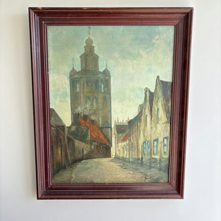 Classic Cityscape Oil Painting "Tall Tower" Refined Large Artwork Holland Art Shop