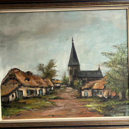 Rustic Cityscape Oil Painting "Village Church" Refined Dutch Art Holland Art Shop