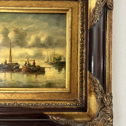 Handcrafted Oil Painting Scenery "River Scene" Fine Small Artwork Holland Art Shop