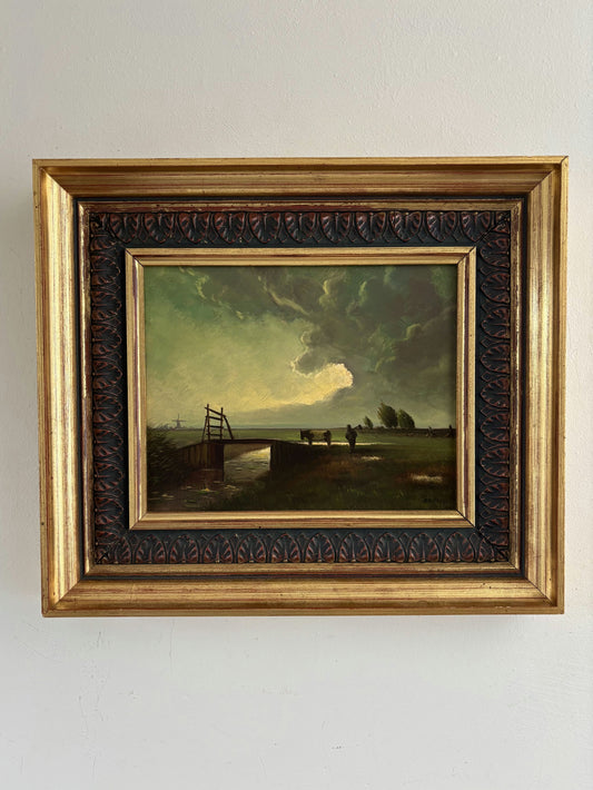 Expressive Oil Painting Landscape "Bridging Pastures" Figurative Small Art