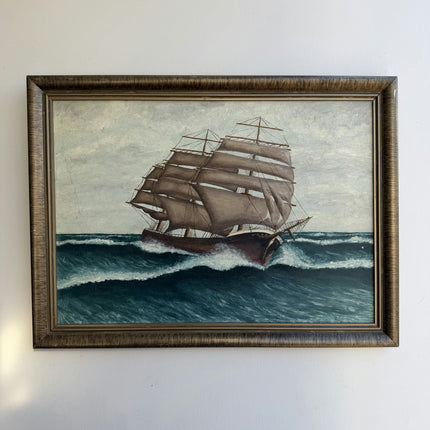 Traditional Seascape Oil Painting "Clipper Ship" Vintage Artwork Holland Art Shop
