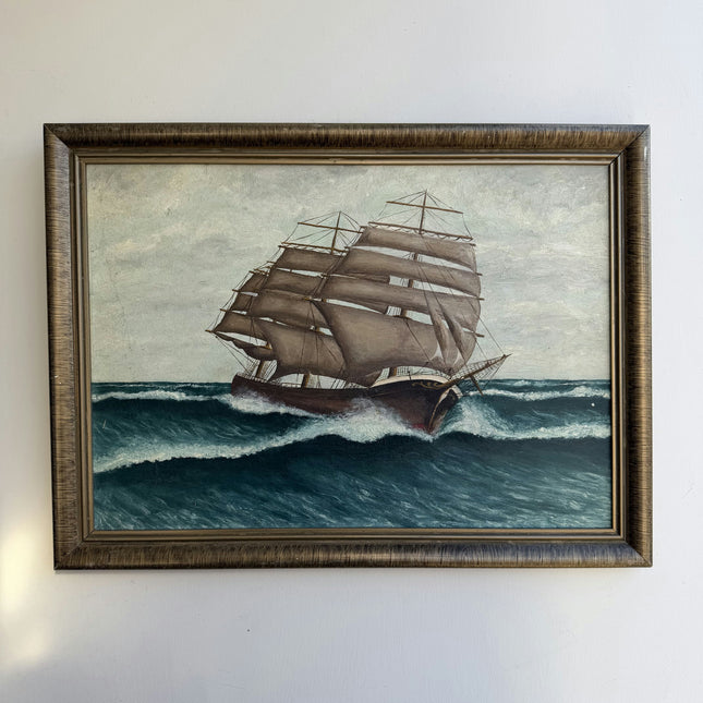 Traditional Seascape Oil Painting "Clipper Ship" Vintage Artwork Holland Art Shop