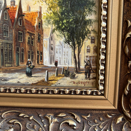 Expressive Cityscape Oil Painting "Golden Frame" Authentic Small Art Holland Art Shop