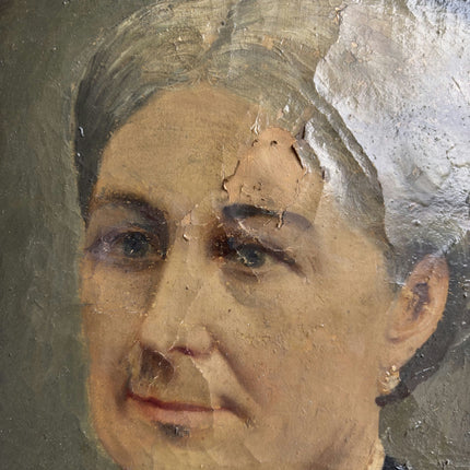 19th Century Antique Portrait Oil Painting "Elderly Woman" Art Holland Art Shop