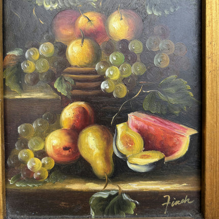 Rustic Floral Still Life Oil Painting "Fruit Bowl" Authentic Small Art Holland Art Shop
