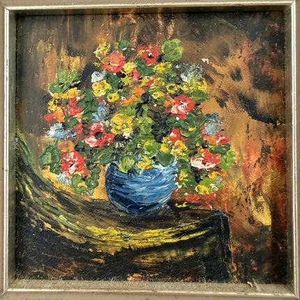 Classic Floral Still Life Oil Painting "Blue Vase" Expressive Small Artwork Holland Art Shop