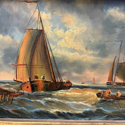 Classic Seascape Oil Painting "Sailing Boat" Original Small Artwork Holland Art Shop