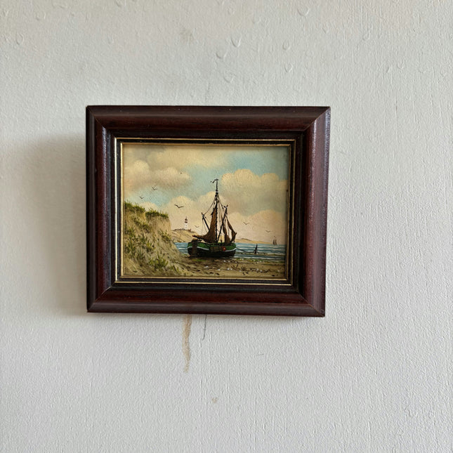 Classic Seascape Oil Painting "Framed Painting" Vintage miniature Artwork Holland Art Shop