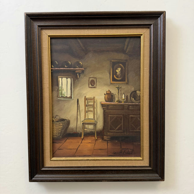 Authentic Interior Oil Painting "Wooden Chair" Traditional Art Holland Art Shop