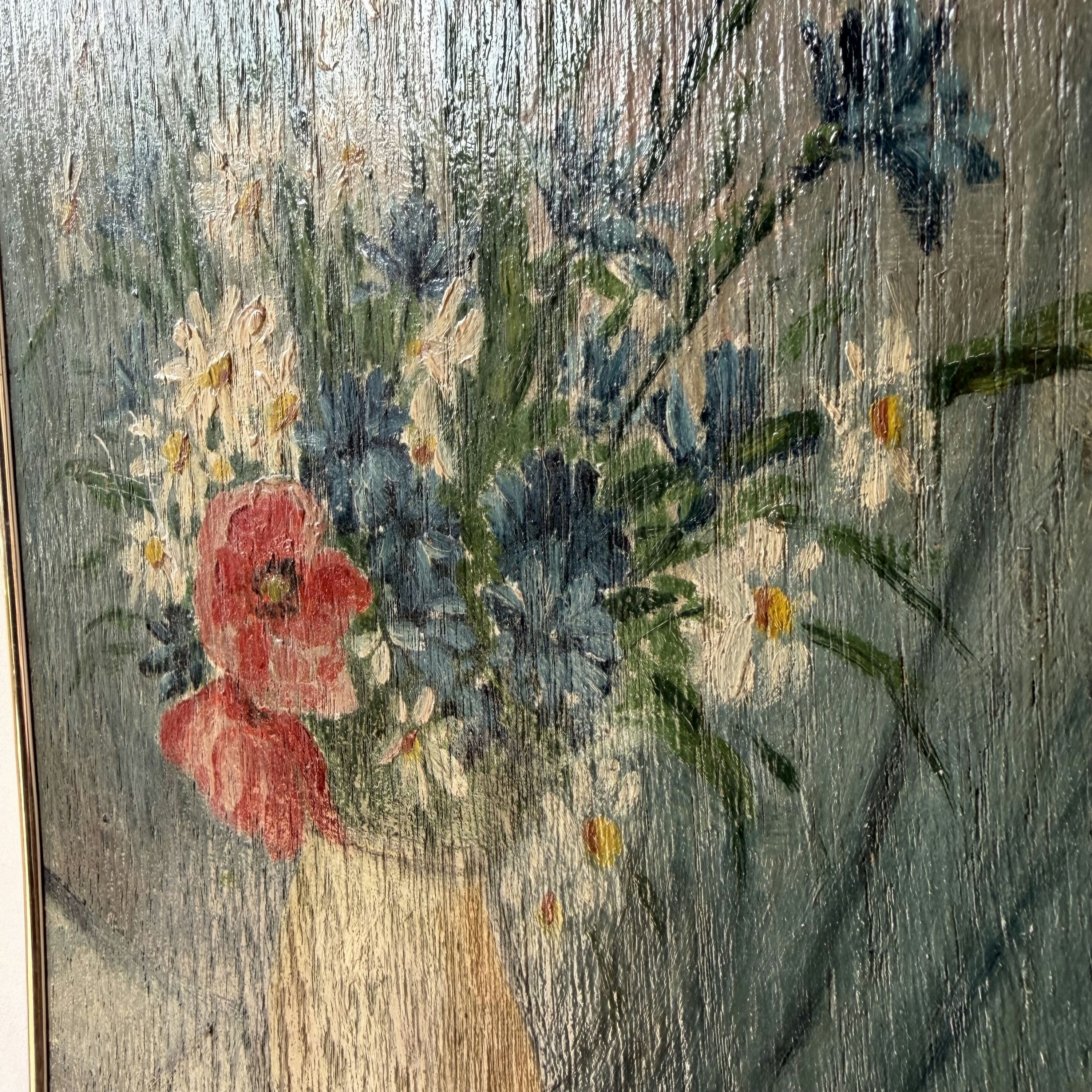 Detailed Flowery Still Life Oil Painting 