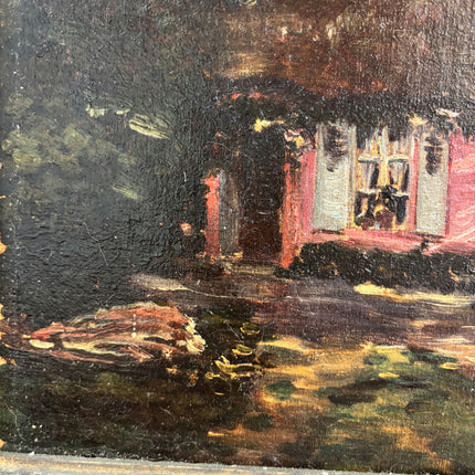 Antique Cityscape Oil Painting "Gilded Frame" Rustic Art Holland Art Shop