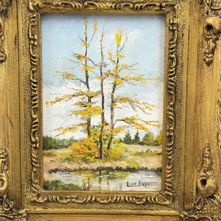 Vintage Landscape Oil Painting "Golden Frame" Expressive Small Artwork Holland Art Shop