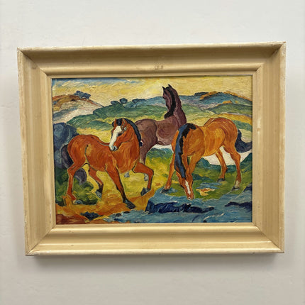 Rustic Animals Oil Painting "Grazing Horses" Classic Art Holland Art Shop