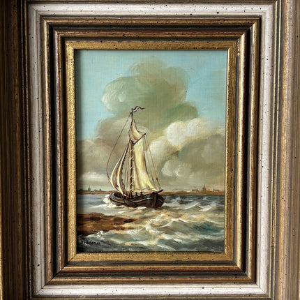 Expressive Oil Painting Seascape "Sailing Vessel" Marvelous Small Art Holland Art Shop