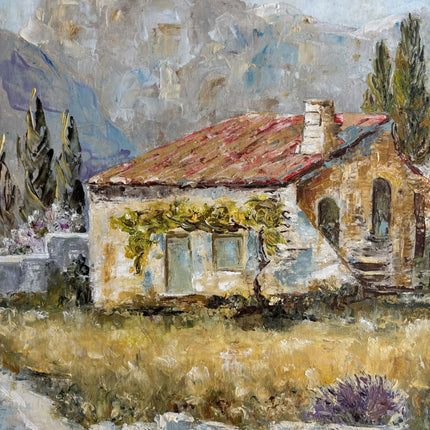 Refined Landscape Oil Painting "Stone Cottage" Elegant Art Holland Art Shop