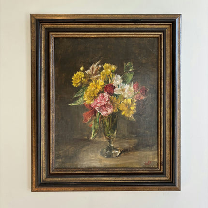Timeless Floral Still Life Oil Painting "Flower Vase" Rustic Art Holland Art Shop